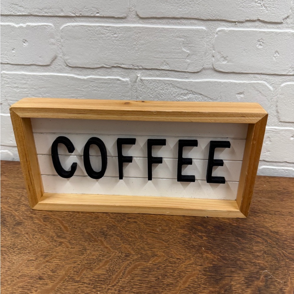 Wooden Coffee Sign with Black Letters